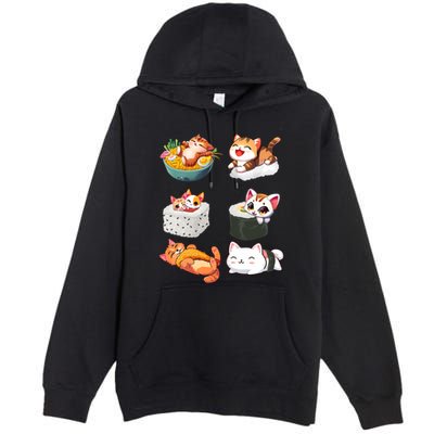 Sushi Anime Cat Cute Cats Kawaii Neko Sushi Lover Gift Premium Pullover Hoodie