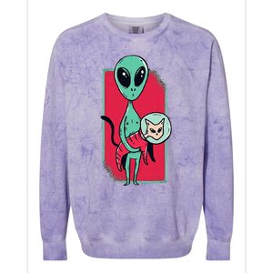 Space Alien Cute Cat Funny For Cat Lover Colorblast Crewneck Sweatshirt