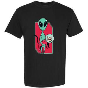 Space Alien Cute Cat Funny For Cat Lover Garment-Dyed Heavyweight T-Shirt