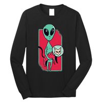 Space Alien Cute Cat Funny For Cat Lover Long Sleeve Shirt