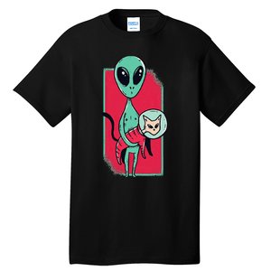 Space Alien Cute Cat Funny For Cat Lover Tall T-Shirt