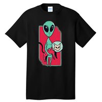 Space Alien Cute Cat Funny For Cat Lover Tall T-Shirt