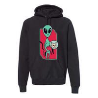 Space Alien Cute Cat Funny For Cat Lover Premium Hoodie