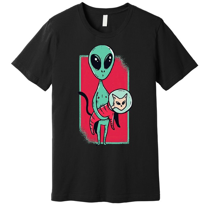 Space Alien Cute Cat Funny For Cat Lover Premium T-Shirt