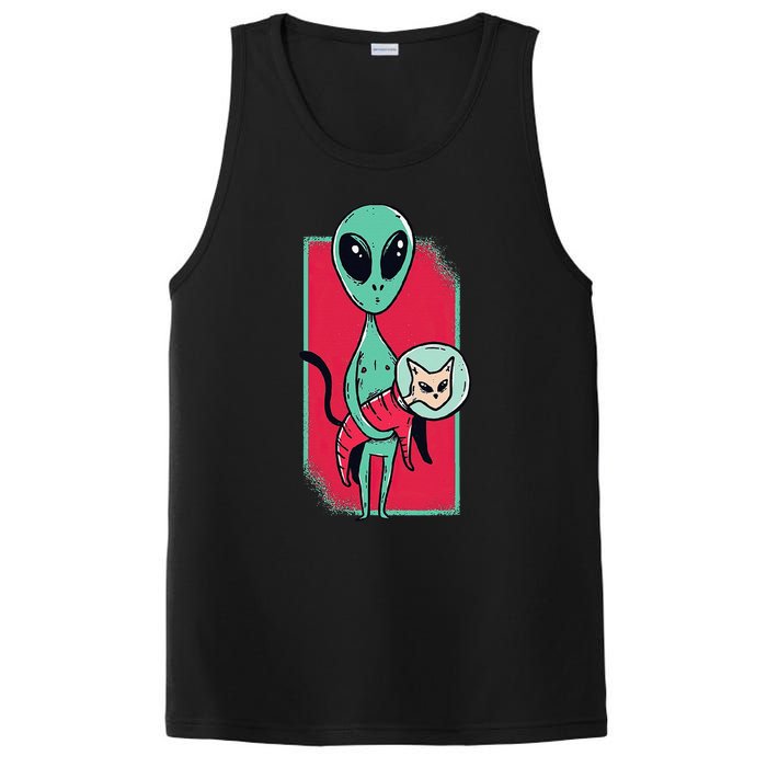 Space Alien Cute Cat Funny For Cat Lover PosiCharge Competitor Tank