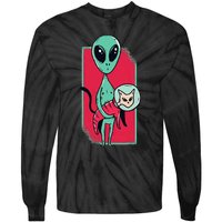 Space Alien Cute Cat Funny For Cat Lover Tie-Dye Long Sleeve Shirt