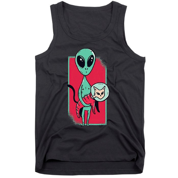 Space Alien Cute Cat Funny For Cat Lover Tank Top