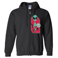 Space Alien Cute Cat Funny For Cat Lover Full Zip Hoodie