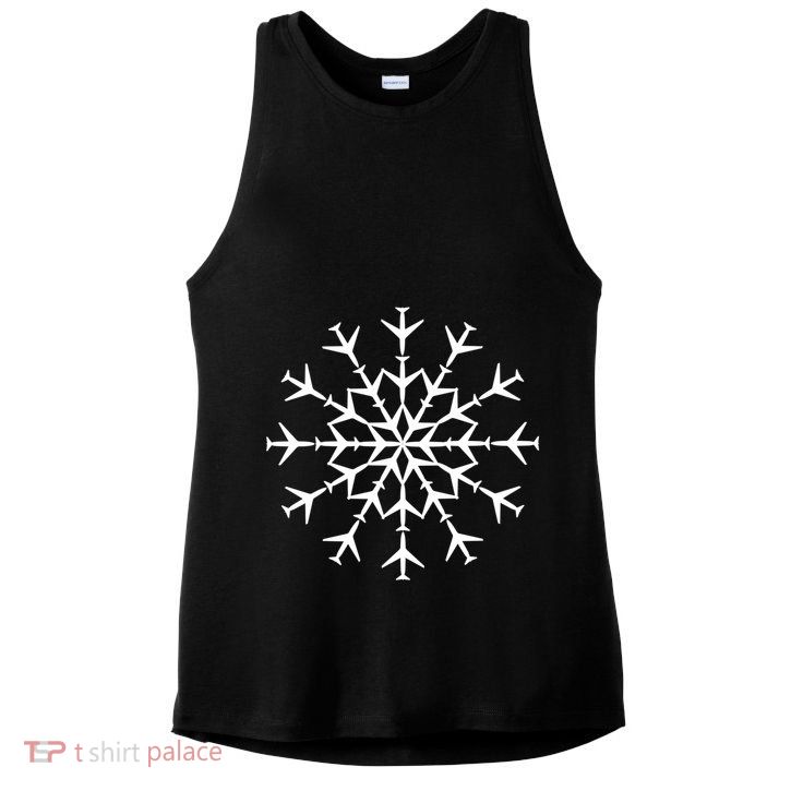 Snowflake Airplanes Christmas Snow Aviation Pilot Gift Ladies PosiCharge Tri-Blend Wicking Tank