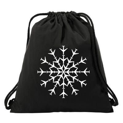 Snowflake Airplanes Christmas Snow Aviation Pilot Gift Drawstring Bag