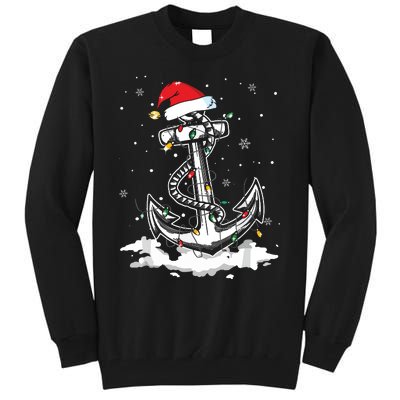 Santa Anchor Cool Christmas Lights Boating Sailing Boat Tall Sweatshirt