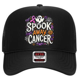 Spook Away Cancer October Halloween Breast Cancer Awareness Gift High Crown Mesh Back Trucker Hat