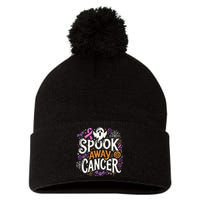 Spook Away Cancer October Halloween Breast Cancer Awareness Gift Pom Pom 12in Knit Beanie