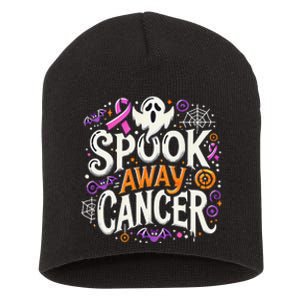 Spook Away Cancer October Halloween Breast Cancer Awareness Gift Short Acrylic Beanie