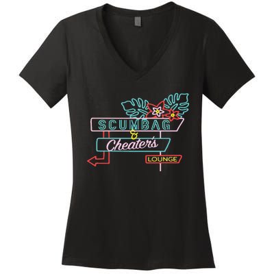 Scumbag And Cheaters Lounge Women's V-Neck T-Shirt