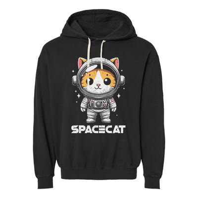 Spacecat Astronaut Cat Kitten Spaceman Cosmonaut Distressed Garment-Dyed Fleece Hoodie