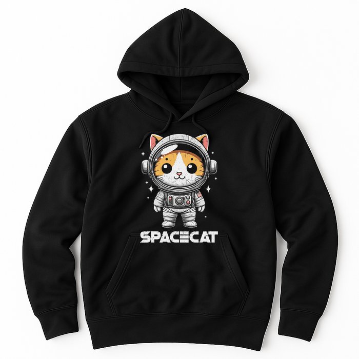 Spacecat Astronaut Cat Kitten Spaceman Cosmonaut Distressed Hoodie