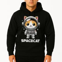 Spacecat Astronaut Cat Kitten Spaceman Cosmonaut Distressed Hoodie
