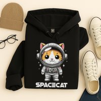 Spacecat Astronaut Cat Kitten Spaceman Cosmonaut Distressed Hoodie