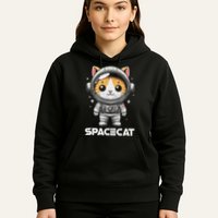 Spacecat Astronaut Cat Kitten Spaceman Cosmonaut Distressed Hoodie