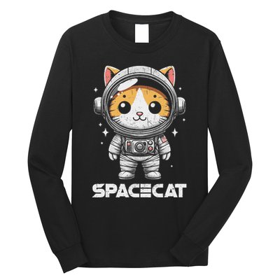 Spacecat Astronaut Cat Kitten Spaceman Cosmonaut Distressed Long Sleeve Shirt