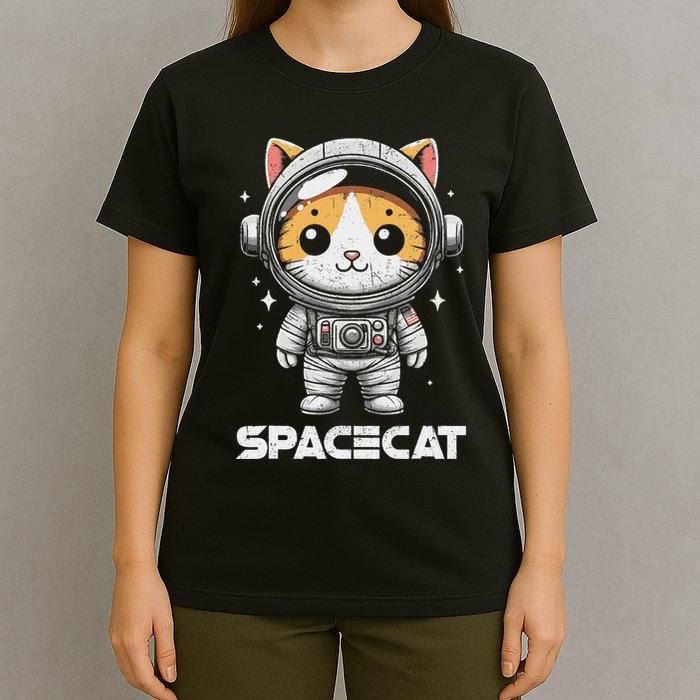 Spacecat Astronaut Cat Kitten Spaceman Cosmonaut Distressed T-Shirt