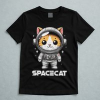 Spacecat Astronaut Cat Kitten Spaceman Cosmonaut Distressed T-Shirt