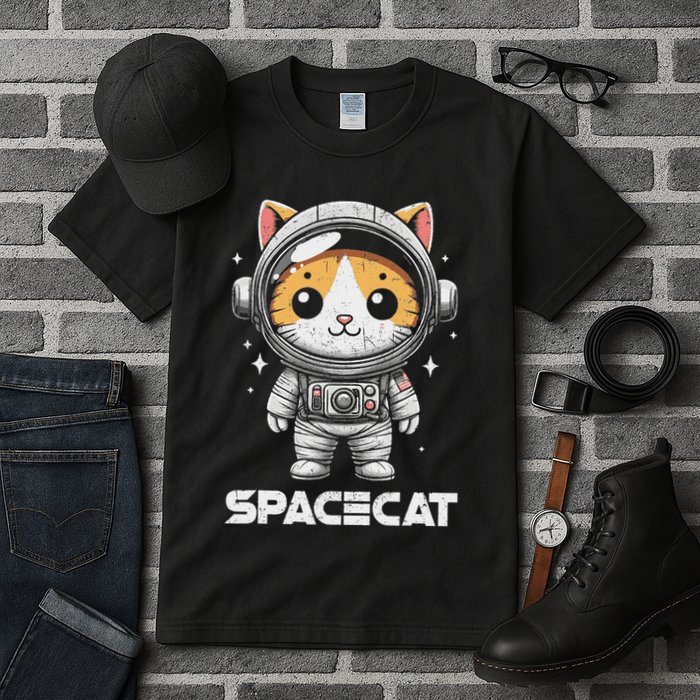 Spacecat Astronaut Cat Kitten Spaceman Cosmonaut Distressed Tall T-Shirt