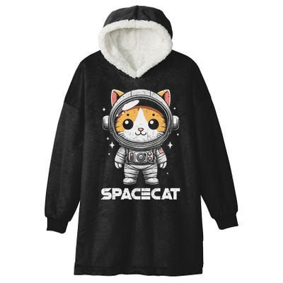 Spacecat Astronaut Cat Kitten Spaceman Cosmonaut Distressed Hooded Wearable Blanket