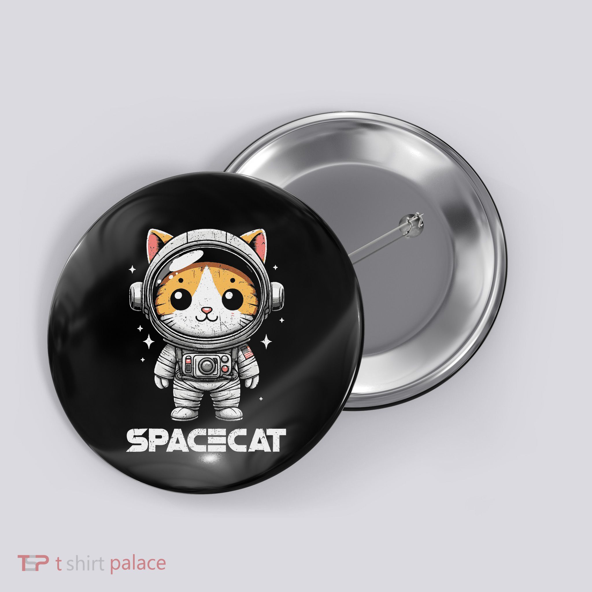 Spacecat Astronaut Cat Kitten Spaceman Cosmonaut Distressed Button