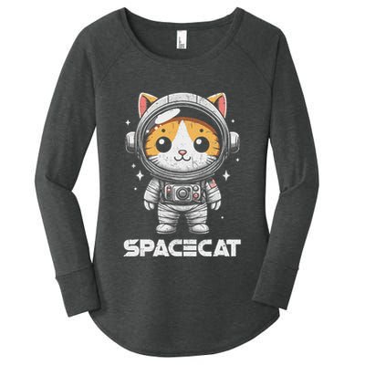 Spacecat Astronaut Cat Kitten Spaceman Cosmonaut Distressed Women's Perfect Tri Tunic Long Sleeve Shirt