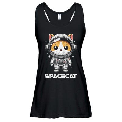 Spacecat Astronaut Cat Kitten Spaceman Cosmonaut Distressed Ladies Essential Flowy Tank