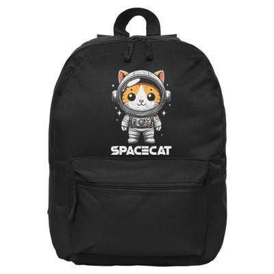 Spacecat Astronaut Cat Kitten Spaceman Cosmonaut Distressed 16 in Basic Backpack