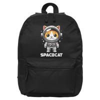 Spacecat Astronaut Cat Kitten Spaceman Cosmonaut Distressed 16 in Basic Backpack