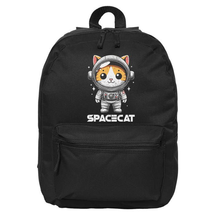 Spacecat Astronaut Cat Kitten Spaceman Cosmonaut Distressed 16 in Basic Backpack