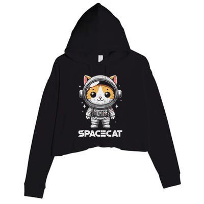 Spacecat Astronaut Cat Kitten Spaceman Cosmonaut Distressed Crop Fleece Hoodie