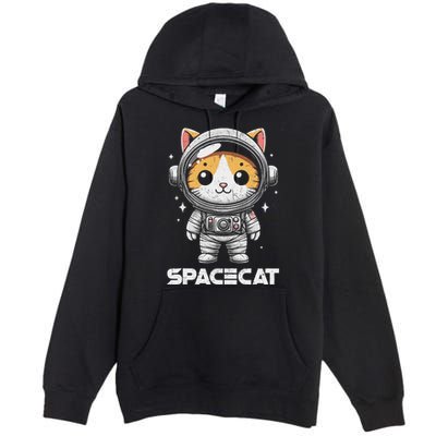 Spacecat Astronaut Cat Kitten Spaceman Cosmonaut Distressed Premium Pullover Hoodie