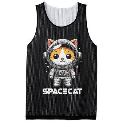Spacecat Astronaut Cat Kitten Spaceman Cosmonaut Distressed Mesh Reversible Basketball Jersey Tank