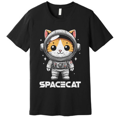 Spacecat Astronaut Cat Kitten Spaceman Cosmonaut Distressed Premium T-Shirt