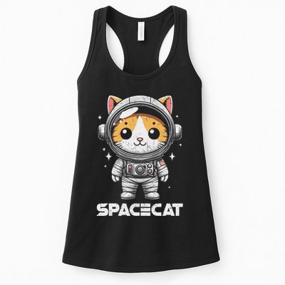 Spacecat Astronaut Cat Kitten Spaceman Cosmonaut Distressed Womens Tank Top