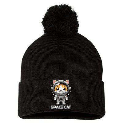 Spacecat Astronaut Cat Kitten Spaceman Cosmonaut Distressed Pom Pom 12in Knit Beanie