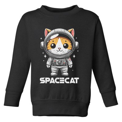 Spacecat Astronaut Cat Kitten Spaceman Cosmonaut Distressed Toddler Sweatshirt