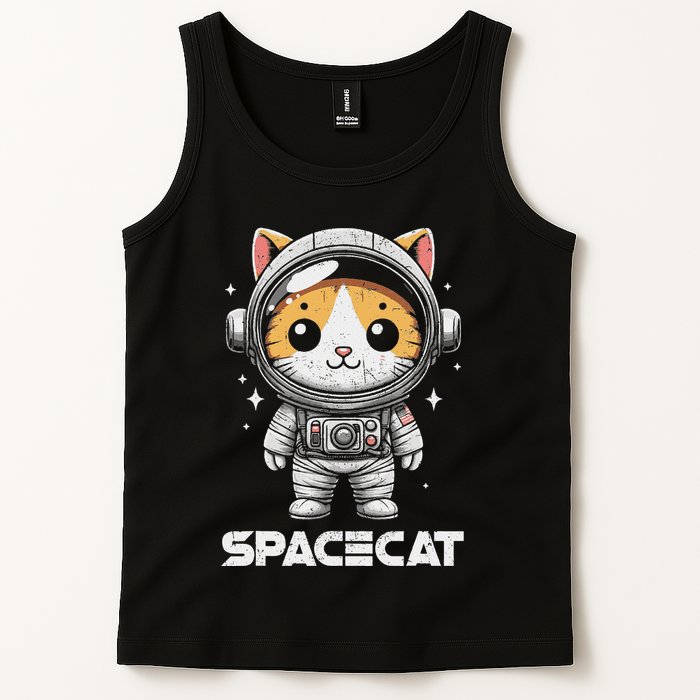 Spacecat Astronaut Cat Kitten Spaceman Cosmonaut Distressed Tank Top