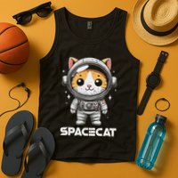 Spacecat Astronaut Cat Kitten Spaceman Cosmonaut Distressed Tank Top