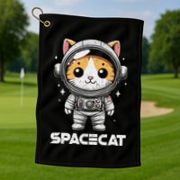 Spacecat Astronaut Cat Kitten Spaceman Cosmonaut Distressed Golf Towel