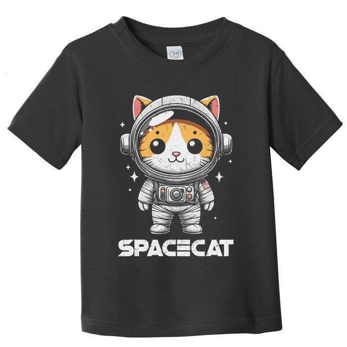 Spacecat Astronaut Cat Kitten Spaceman Cosmonaut Distressed Toddler T-Shirt