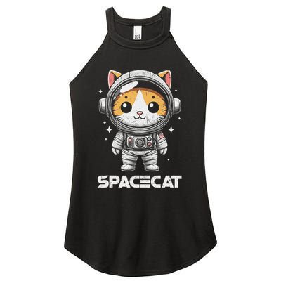 Spacecat Astronaut Cat Kitten Spaceman Cosmonaut Distressed Women's Perfect Tri Rocker Tank