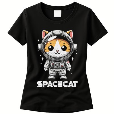 Spacecat Astronaut Cat Kitten Spaceman Cosmonaut Distressed Womens T-Shirt