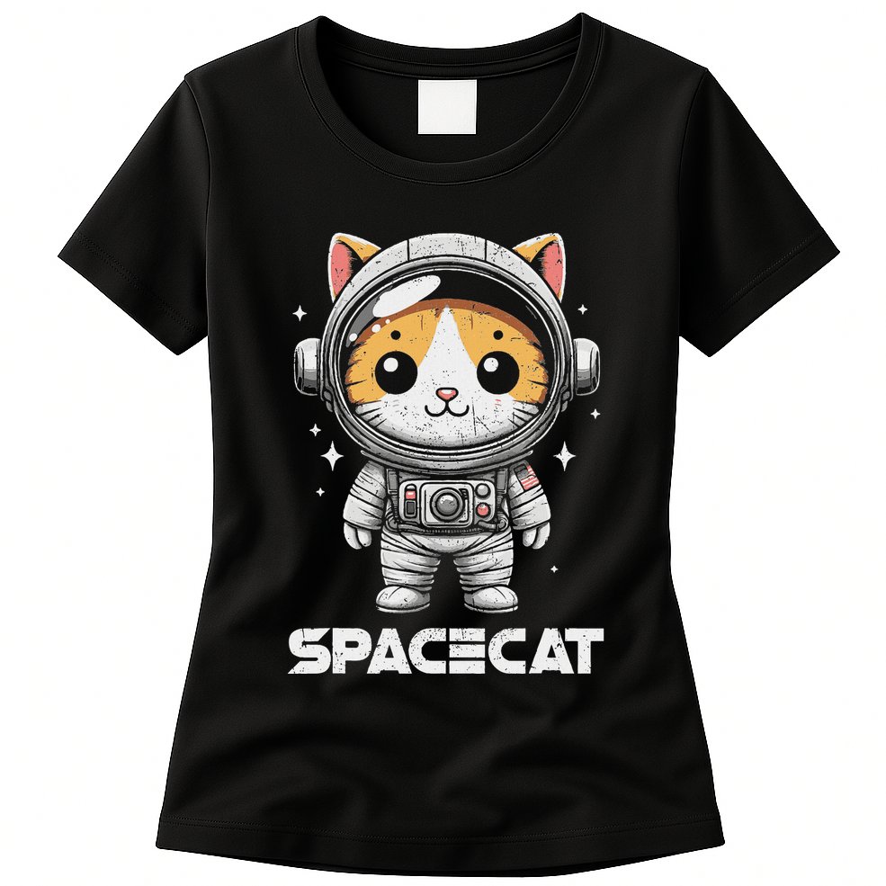 Spacecat Astronaut Cat Kitten Spaceman Cosmonaut Distressed Womens T-Shirt