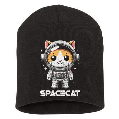 Spacecat Astronaut Cat Kitten Spaceman Cosmonaut Distressed Short Acrylic Beanie